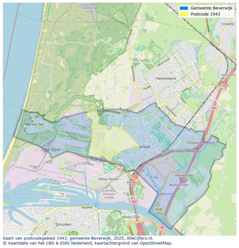 Afbeelding van het postcodegebied 1943 op de kaart.