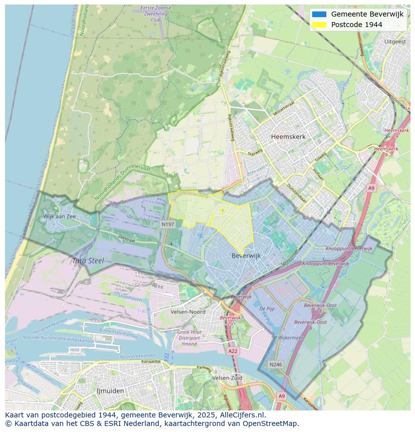 Afbeelding van het postcodegebied 1944 op de kaart.