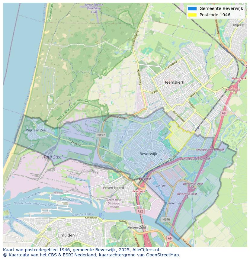 Afbeelding van het postcodegebied 1946 op de kaart.