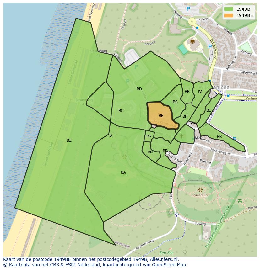 Afbeelding van het postcodegebied 1949 BE op de kaart.