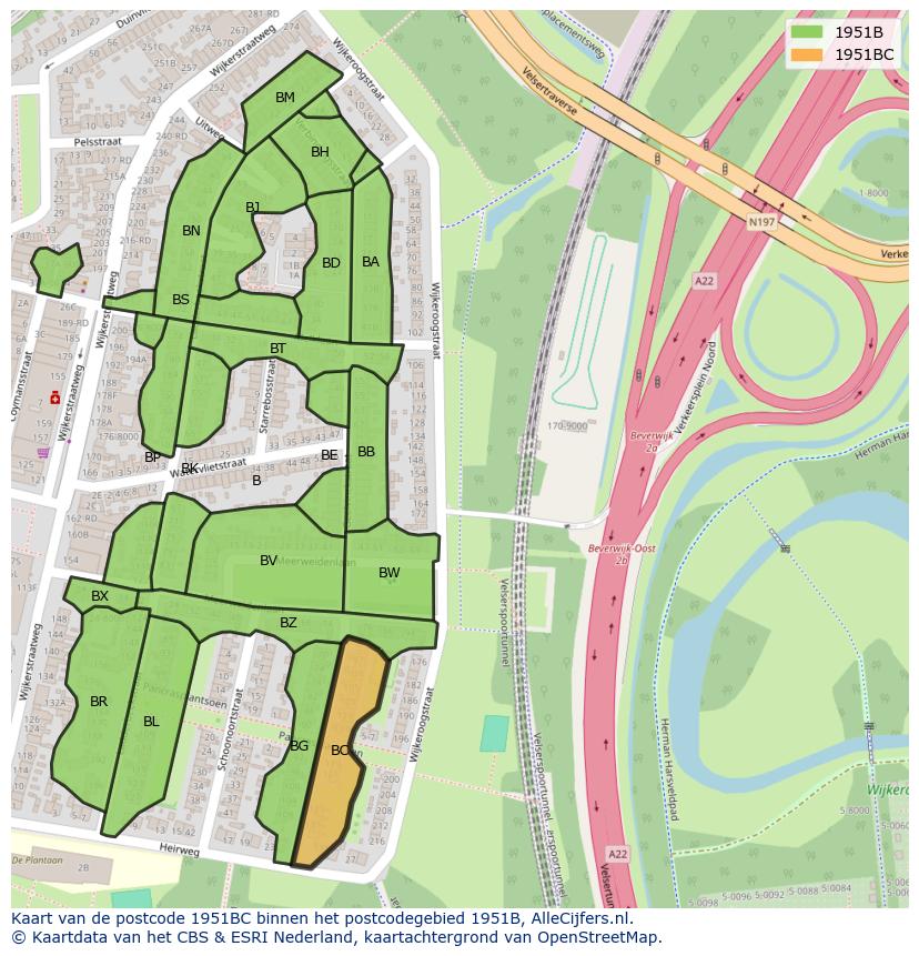 Afbeelding van het postcodegebied 1951 BC op de kaart.