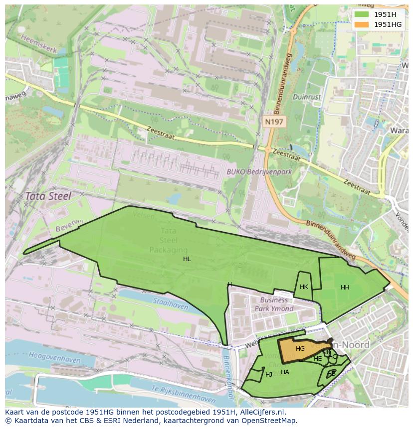 Afbeelding van het postcodegebied 1951 HG op de kaart.