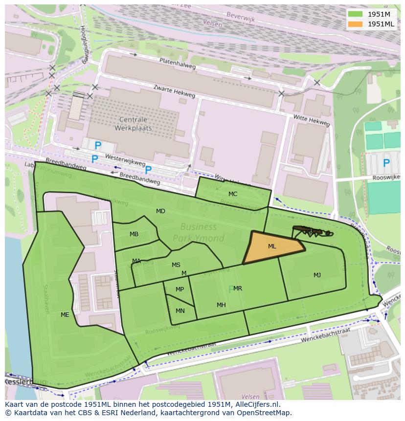 Afbeelding van het postcodegebied 1951 ML op de kaart.