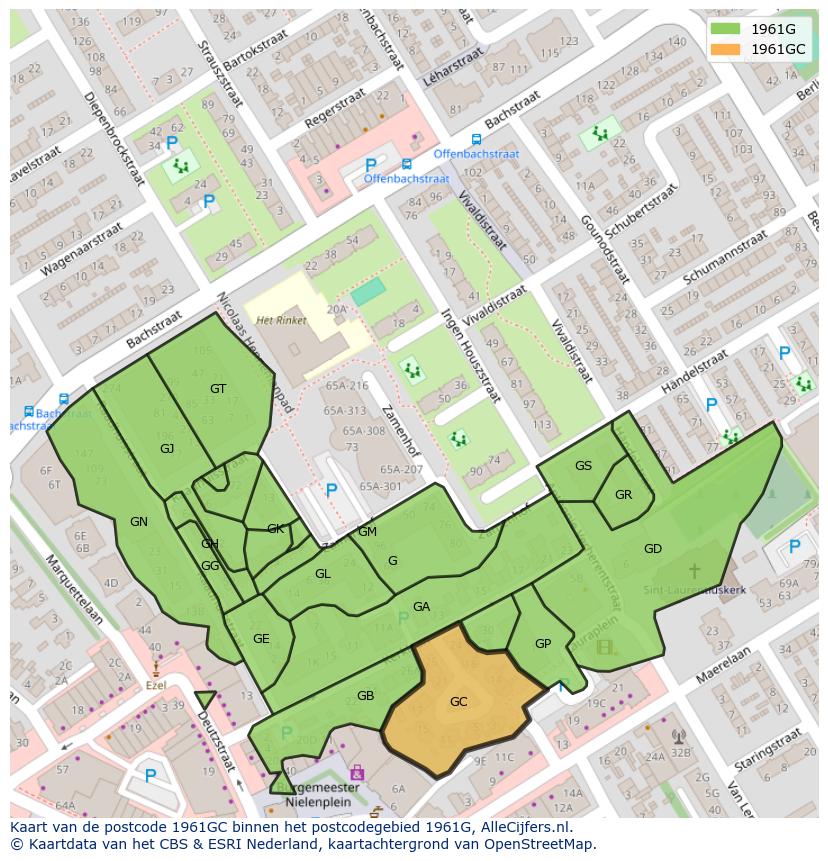 Afbeelding van het postcodegebied 1961 GC op de kaart.