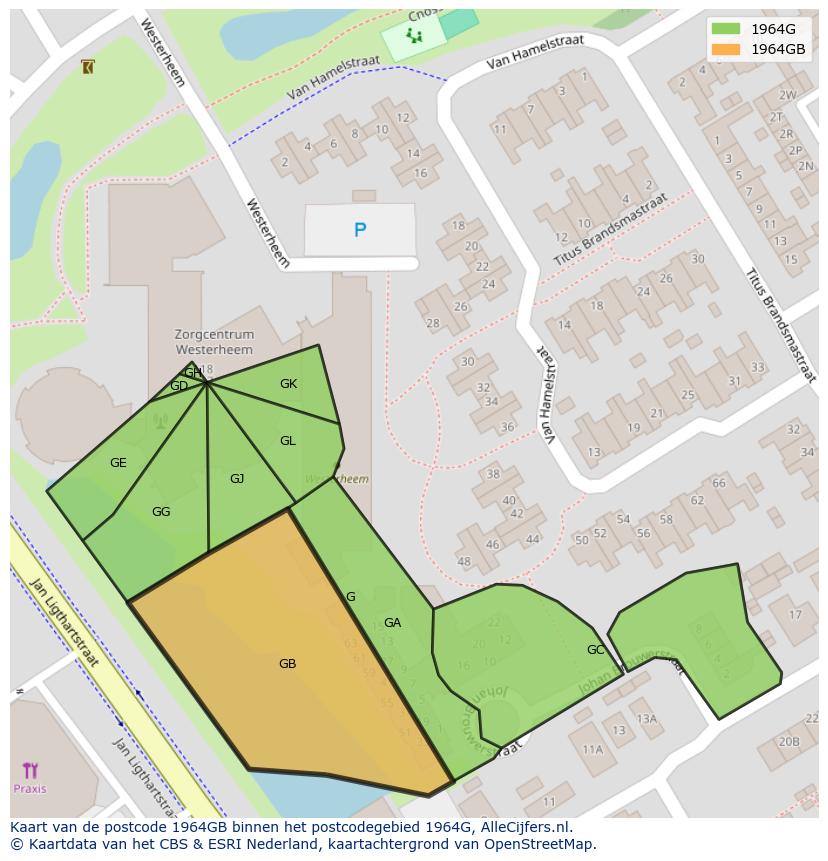 Afbeelding van het postcodegebied 1964 GB op de kaart.