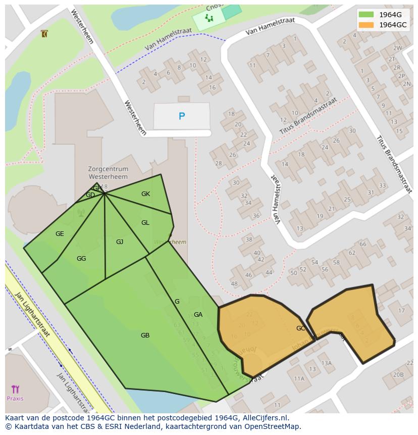 Afbeelding van het postcodegebied 1964 GC op de kaart.