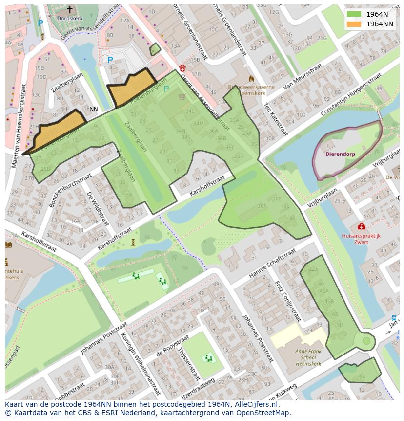 Afbeelding van het postcodegebied 1964 NN op de kaart.