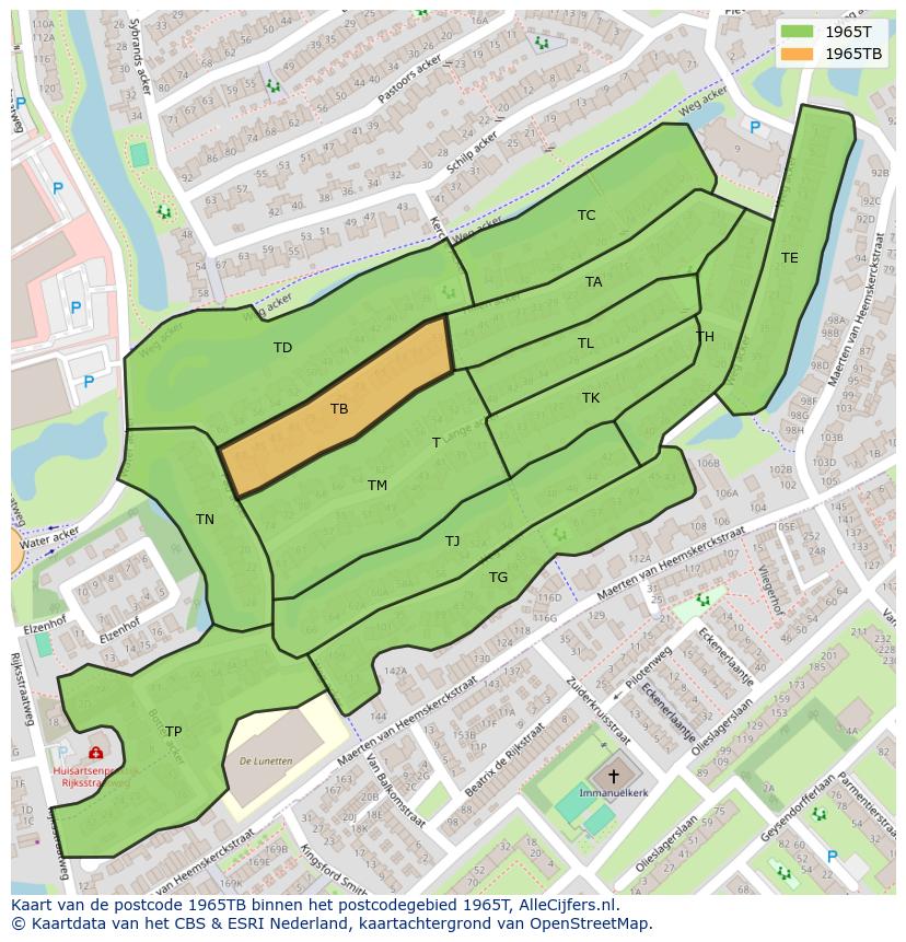 Afbeelding van het postcodegebied 1965 TB op de kaart.