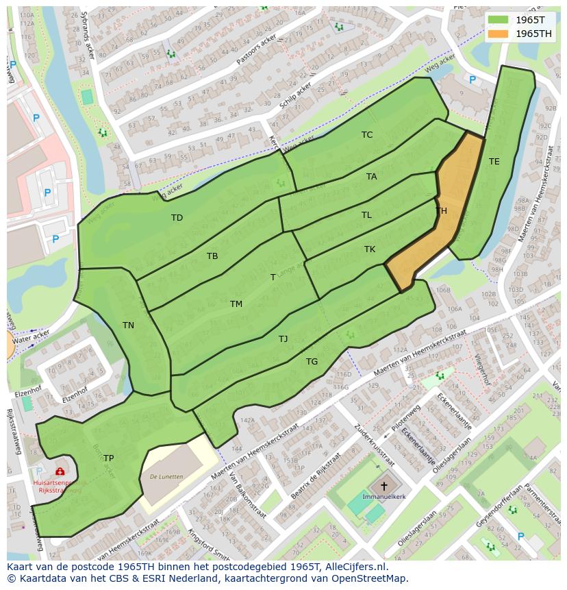Afbeelding van het postcodegebied 1965 TH op de kaart.