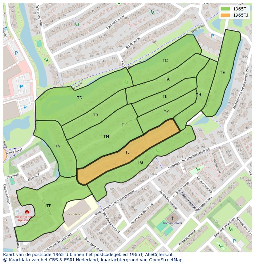 Afbeelding van het postcodegebied 1965 TJ op de kaart.