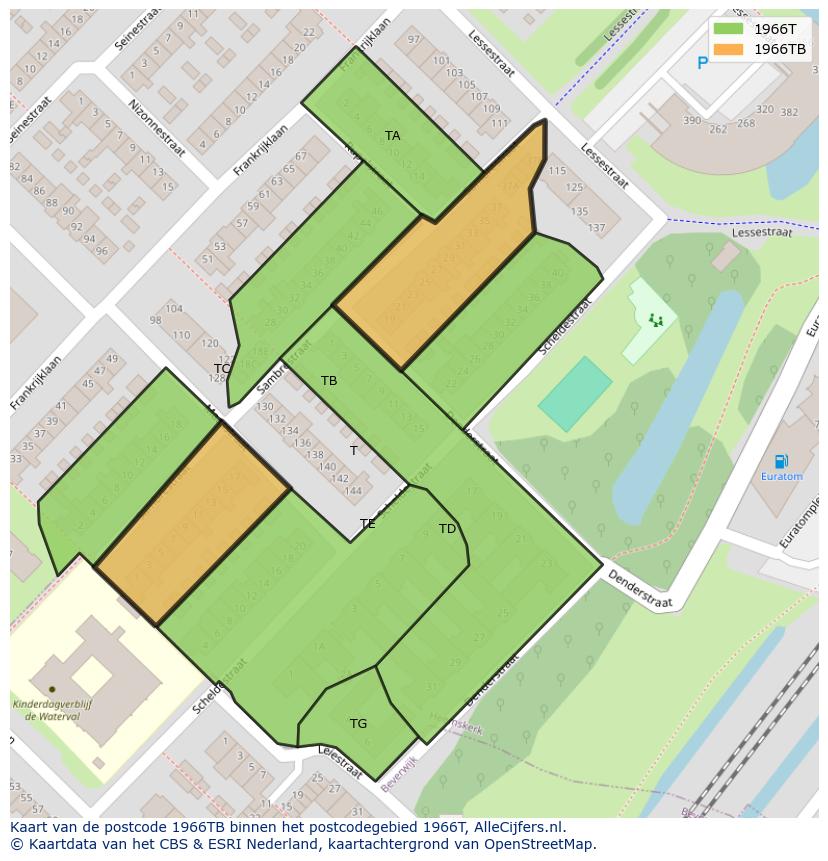 Afbeelding van het postcodegebied 1966 TB op de kaart.