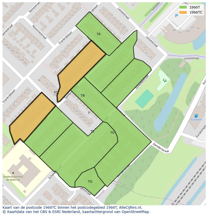 Afbeelding van het postcodegebied 1966 TC op de kaart.