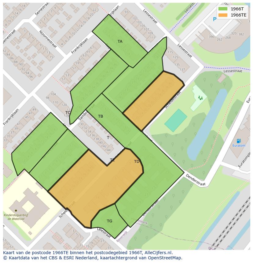 Afbeelding van het postcodegebied 1966 TE op de kaart.