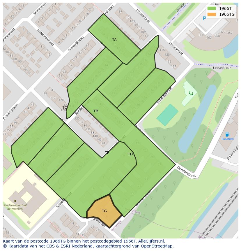 Afbeelding van het postcodegebied 1966 TG op de kaart.