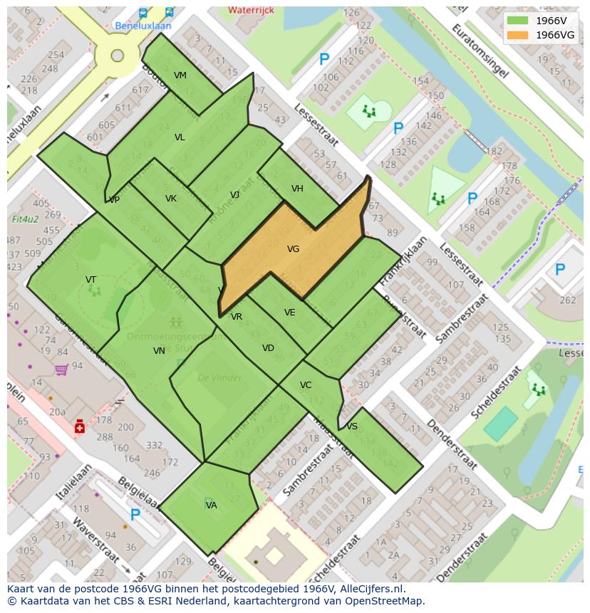 Afbeelding van het postcodegebied 1966 VG op de kaart.