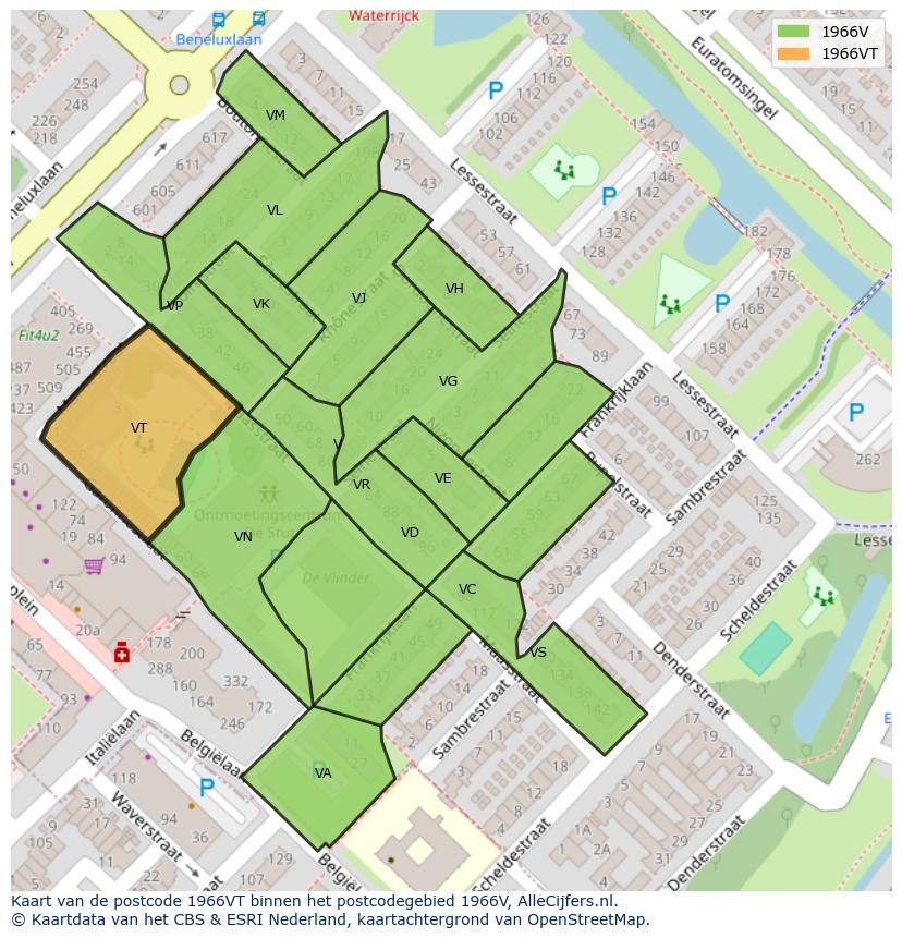Afbeelding van het postcodegebied 1966 VT op de kaart.