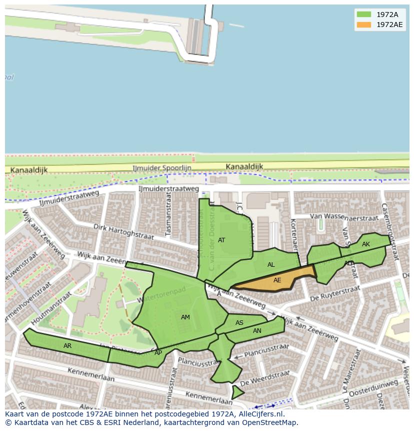 Afbeelding van het postcodegebied 1972 AE op de kaart.
