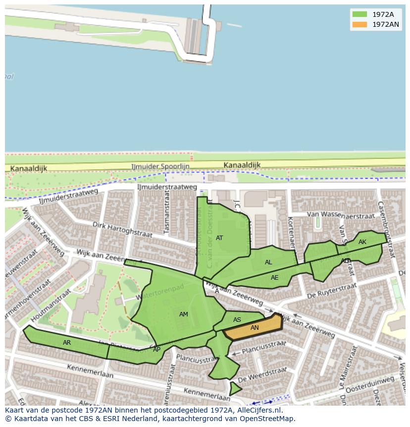 Afbeelding van het postcodegebied 1972 AN op de kaart.