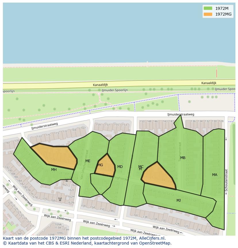 Afbeelding van het postcodegebied 1972 MG op de kaart.