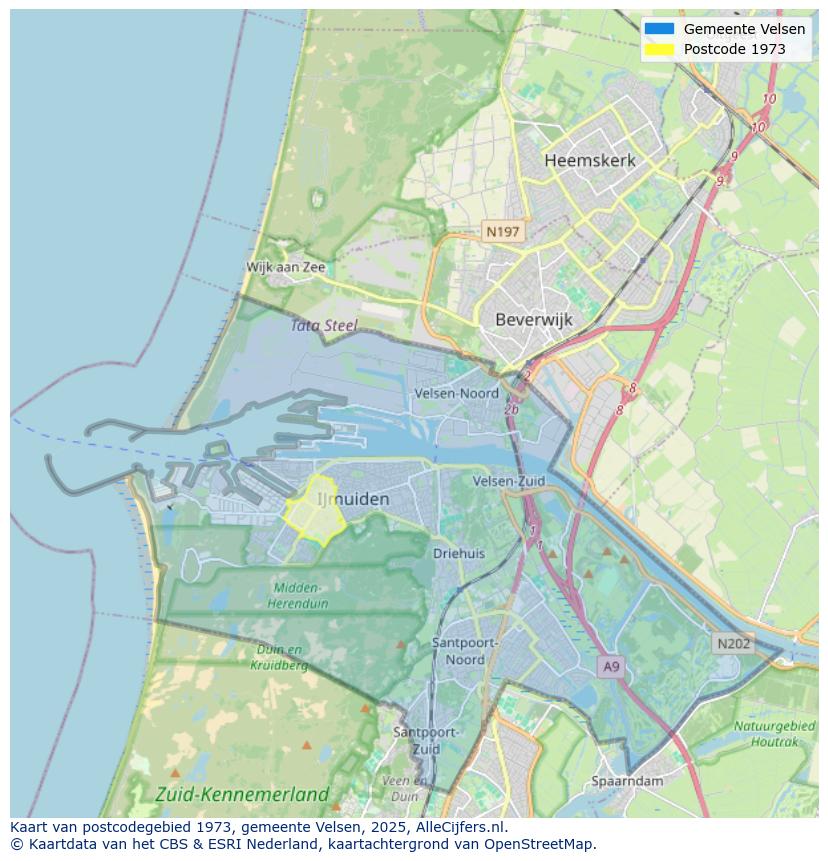 Afbeelding van het postcodegebied 1973 op de kaart.