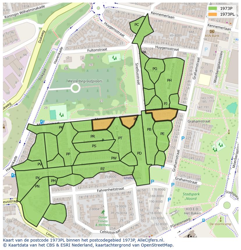 Afbeelding van het postcodegebied 1973 PL op de kaart.