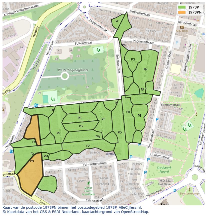 Afbeelding van het postcodegebied 1973 PN op de kaart.
