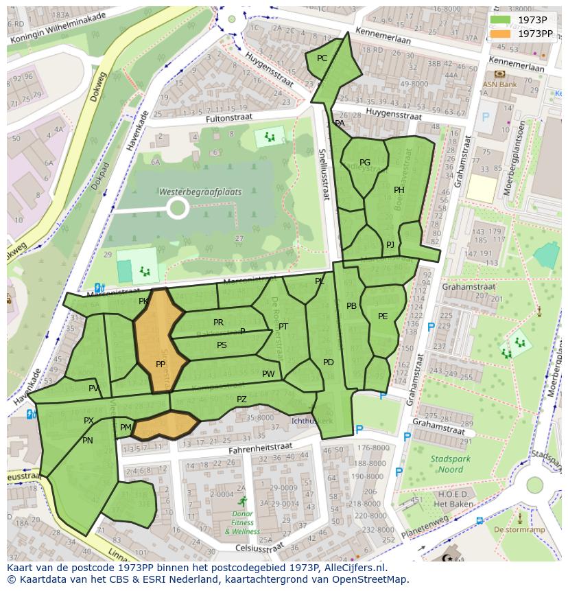 Afbeelding van het postcodegebied 1973 PP op de kaart.