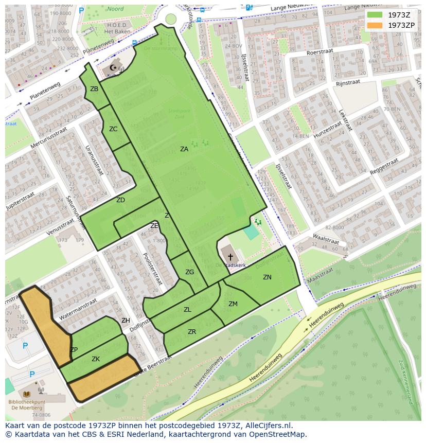 Afbeelding van het postcodegebied 1973 ZP op de kaart.
