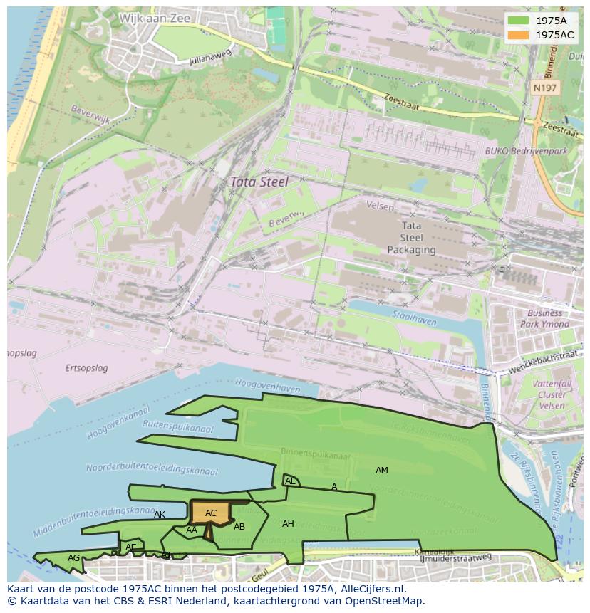 Afbeelding van het postcodegebied 1975 AC op de kaart.