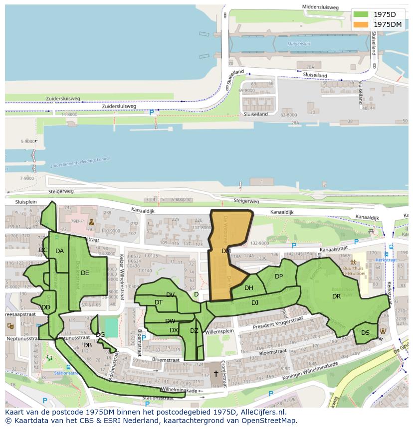 Afbeelding van het postcodegebied 1975 DM op de kaart.