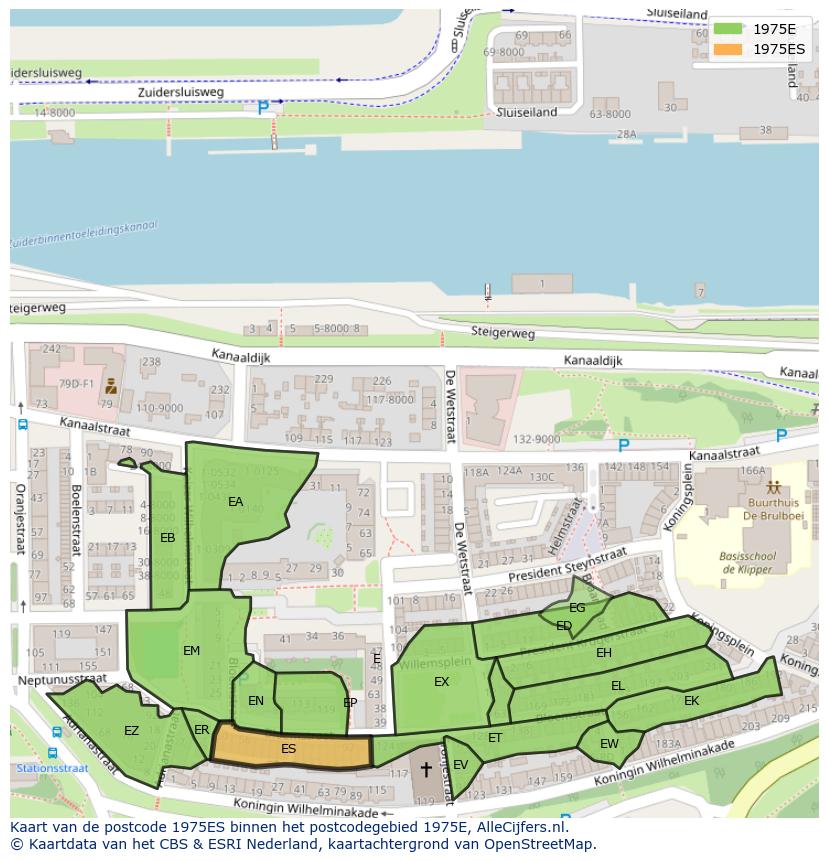 Afbeelding van het postcodegebied 1975 ES op de kaart.