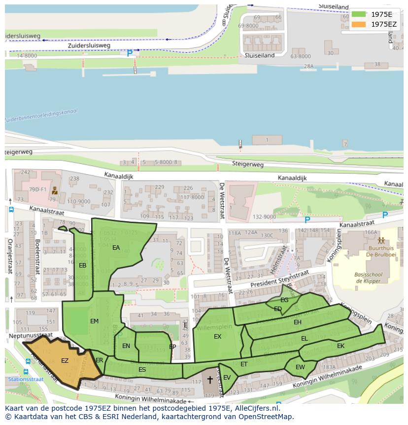 Afbeelding van het postcodegebied 1975 EZ op de kaart.
