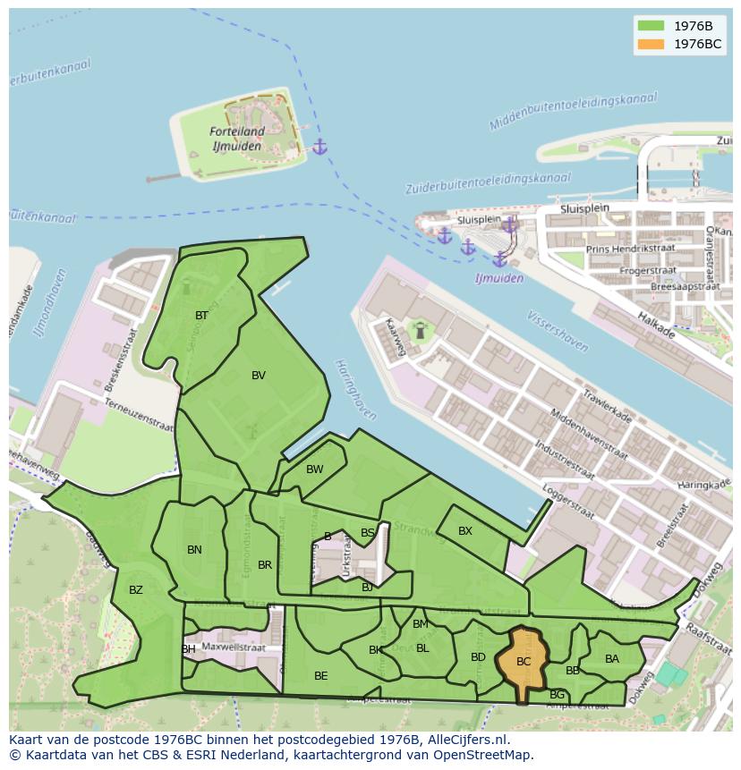 Afbeelding van het postcodegebied 1976 BC op de kaart.