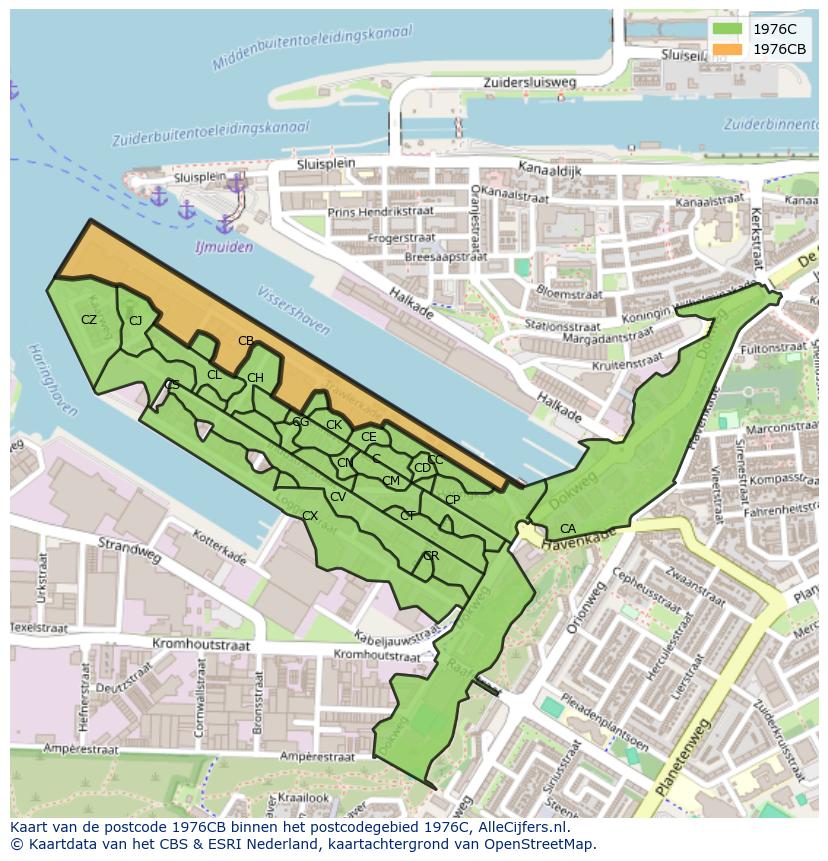 Afbeelding van het postcodegebied 1976 CB op de kaart.