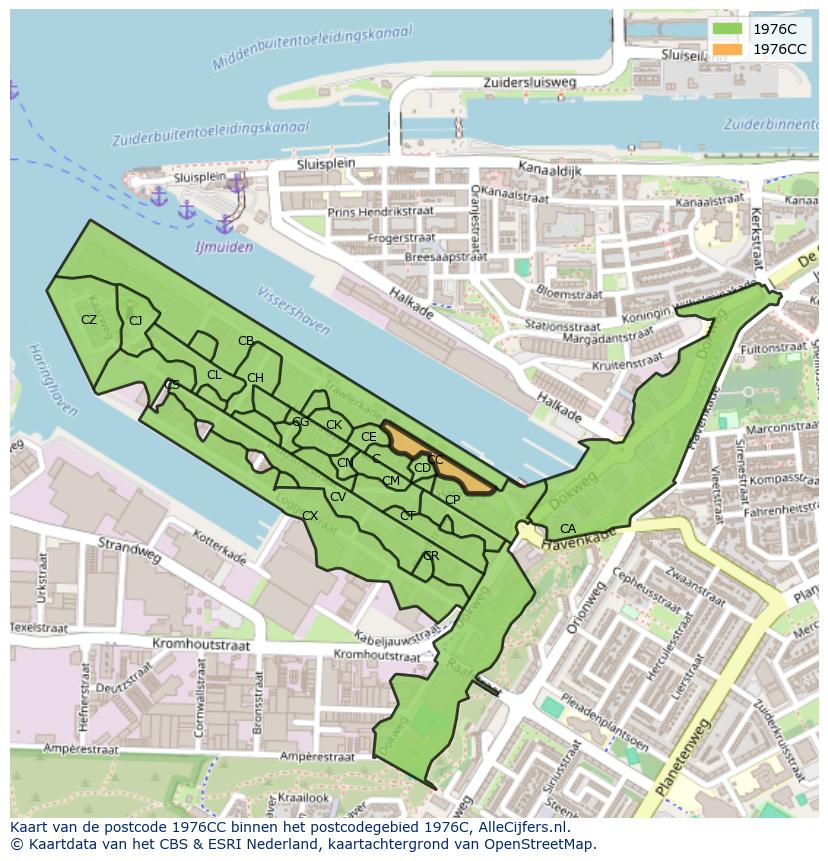 Afbeelding van het postcodegebied 1976 CC op de kaart.