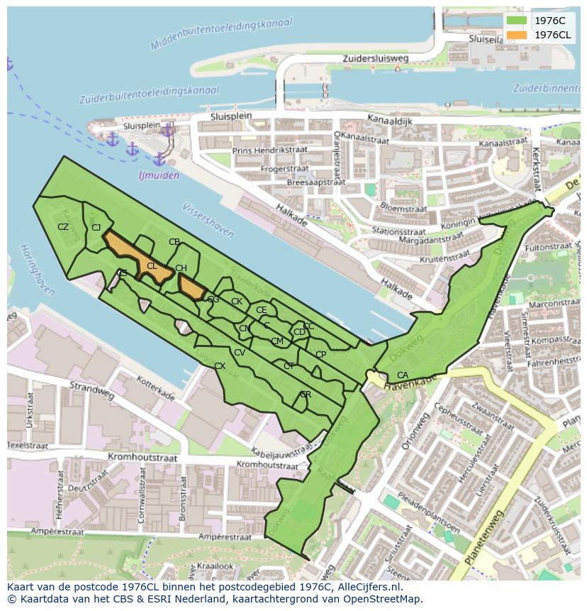 Afbeelding van het postcodegebied 1976 CL op de kaart.