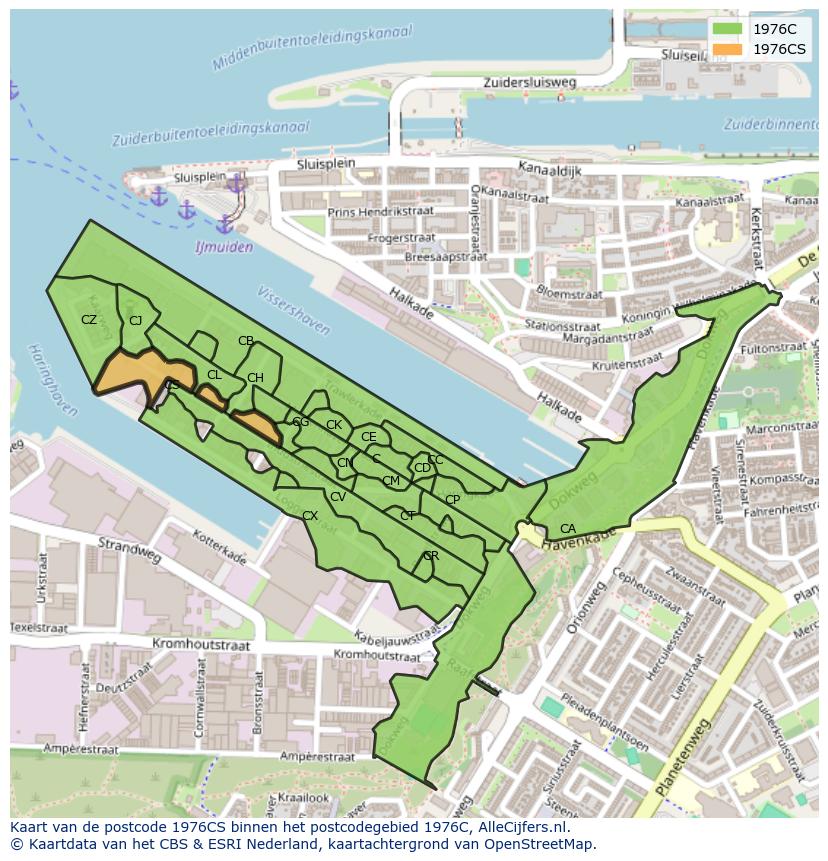 Afbeelding van het postcodegebied 1976 CS op de kaart.