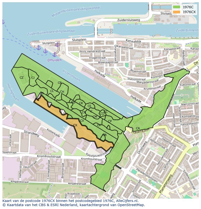 Afbeelding van het postcodegebied 1976 CX op de kaart.