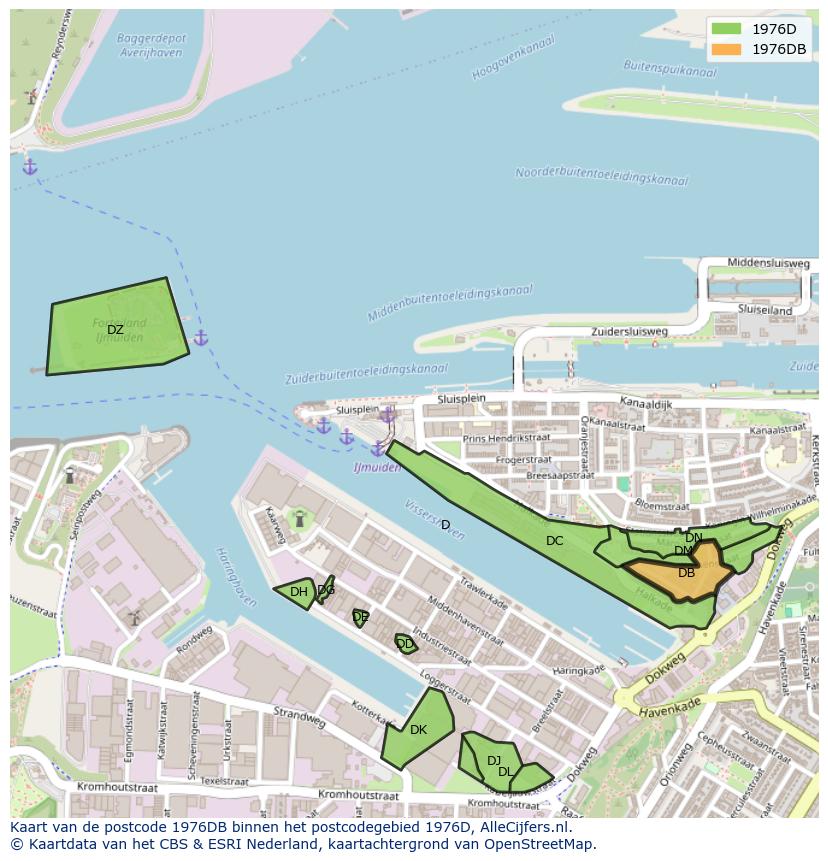 Afbeelding van het postcodegebied 1976 DB op de kaart.