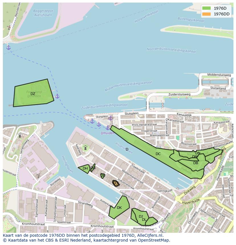 Afbeelding van het postcodegebied 1976 DD op de kaart.