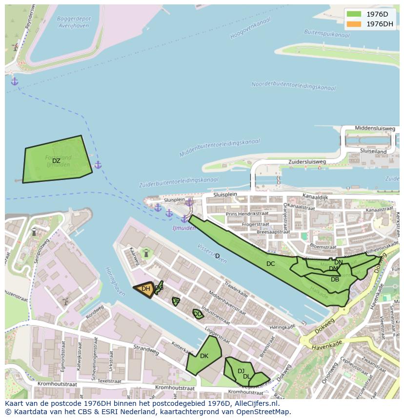 Afbeelding van het postcodegebied 1976 DH op de kaart.