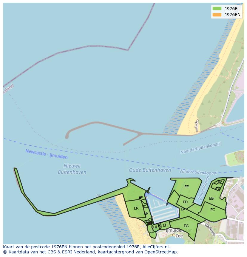 Afbeelding van het postcodegebied 1976 EN op de kaart.