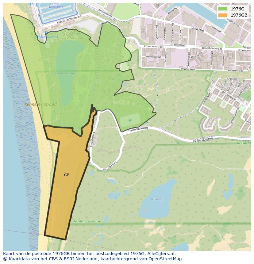 Afbeelding van het postcodegebied 1976 GB op de kaart.