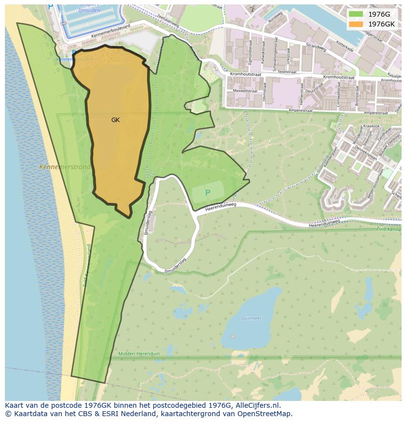 Afbeelding van het postcodegebied 1976 GK op de kaart.