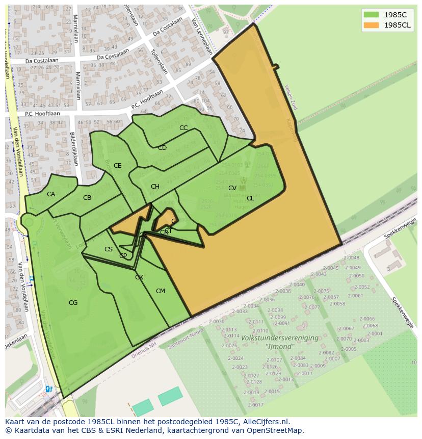 Afbeelding van het postcodegebied 1985 CL op de kaart.