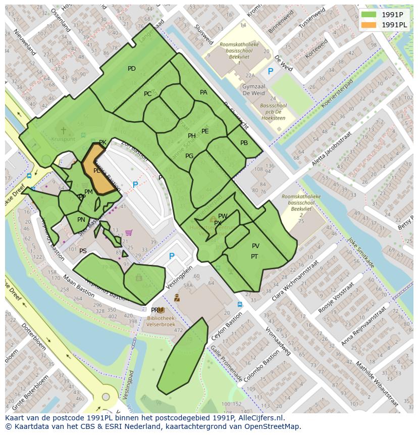 Afbeelding van het postcodegebied 1991 PL op de kaart.