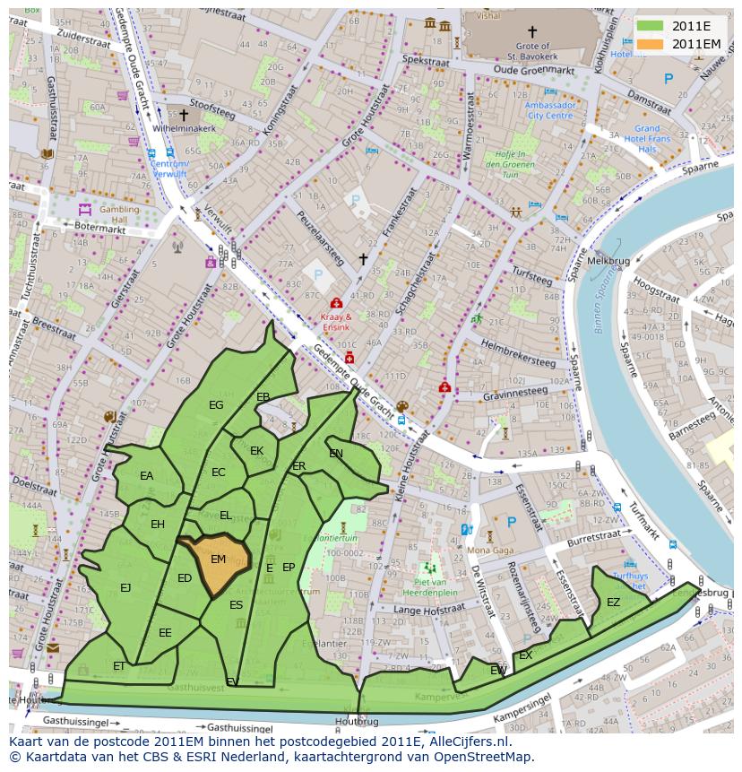 Afbeelding van het postcodegebied 2011 EM op de kaart.