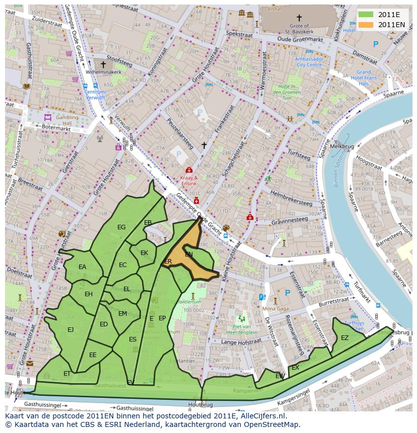 Afbeelding van het postcodegebied 2011 EN op de kaart.