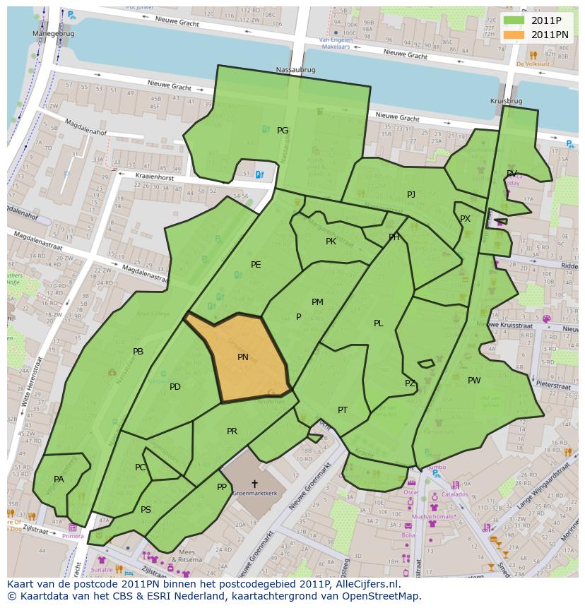 Afbeelding van het postcodegebied 2011 PN op de kaart.