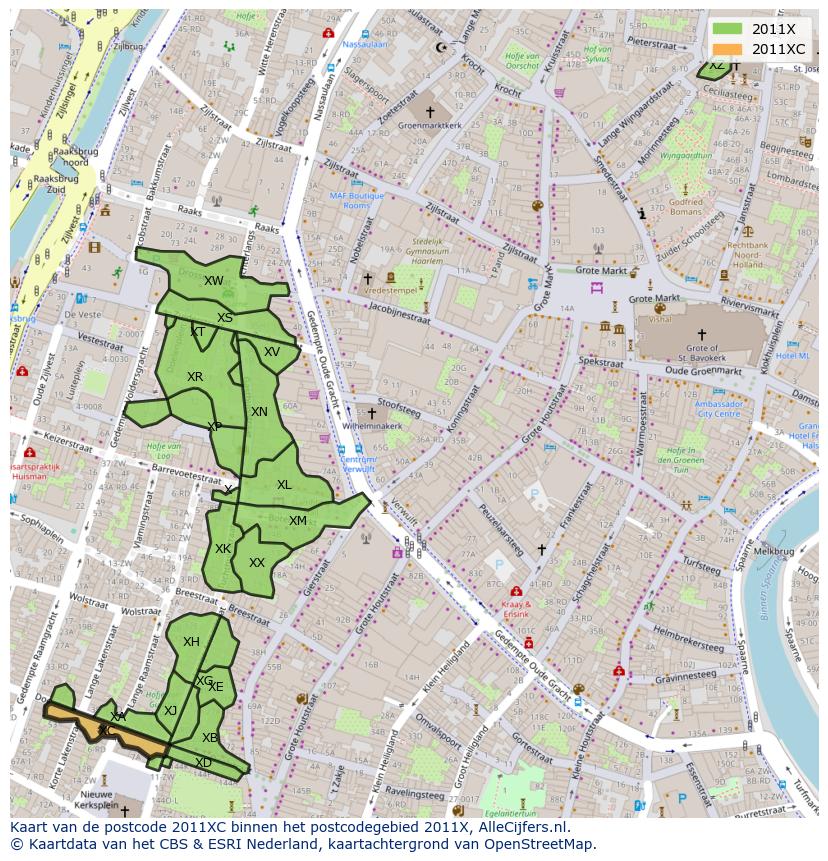 Afbeelding van het postcodegebied 2011 XC op de kaart.